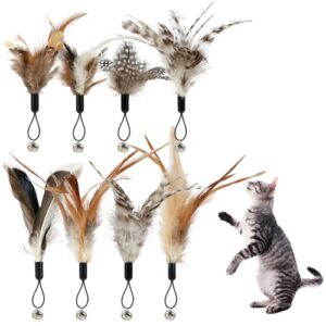 8 Pcs Cat Feather Toys with Bells
