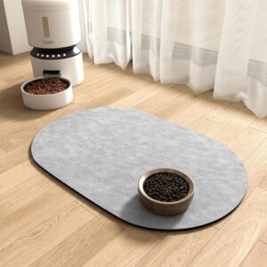 Absorbent Light Grey Dog Feeding Mat
