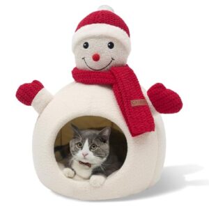 Christmas Snowman Cat Bed for Indoor Pets