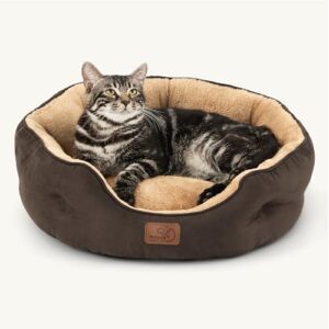 Comfortable Brown Cat Bed with Removable Cushion