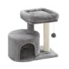 Compact Light Grey Cat Tree with Scratching Post
