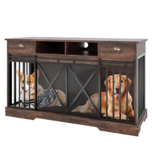 Double Dog Crate with Storage and Dividers
