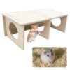 Durable 3-Chamber Wooden Hamster Hideout
