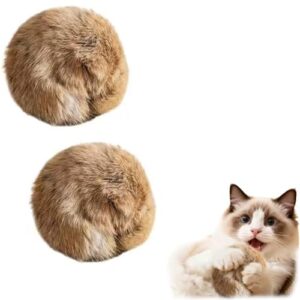Fluffy Rabbit Fur Cat Balls - 2 Pack