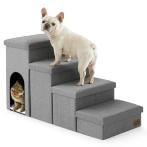 Foldable Pet Stairs with Storage for Small Dogs