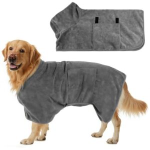 HIVTE Dog Drying Robe - Grey Large