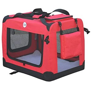 HugglePets Foldable Pet Crate Carrier - Red
