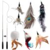 Interactive Cat Feather Wand Toy Set