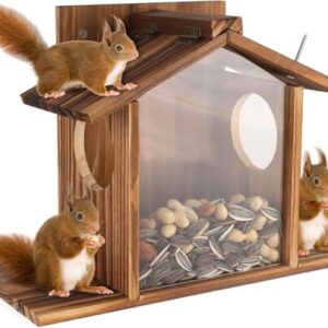 Large Capacity Wooden Squirrel Feeder