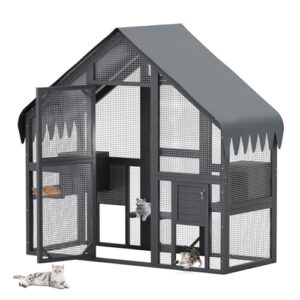 MELLCOM Wooden Outdoor Cat Catio