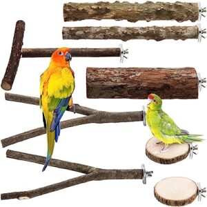 Natural Wood Bird Perches Set of 8