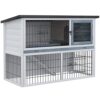 PawHut 2-Tier Wooden Rabbit Hutch