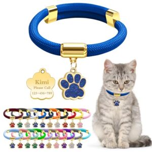 Personalized Royal Blue Cat Collar with Buckle