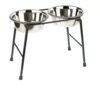 Raised Double Dog Feeder with Stainless Steel Bowls