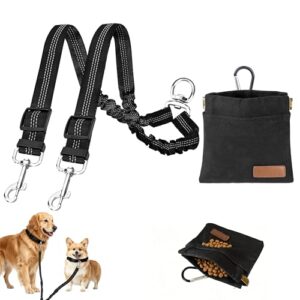 SKKWOPE Dog Treat Pouch & Double Lead Set