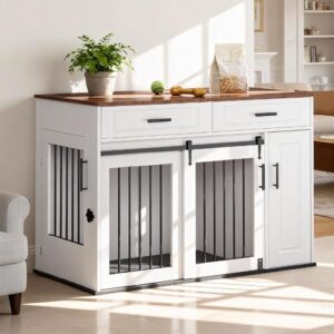 Stylish Wooden Dog Crate with Storage