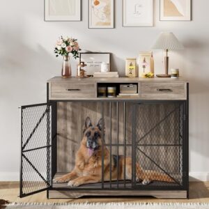 Vintage Wooden Dog Crate with Storage