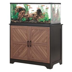 Walnut Aquarium Stand with Storage Cabinet