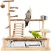 Wooden Bird Playground with Feeder & Swing