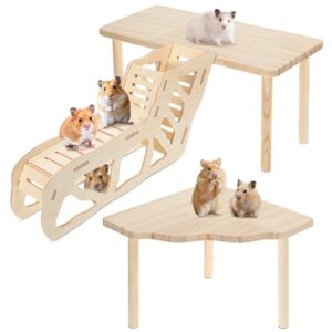 Wooden Hamster Platform with Tunnel Accessory