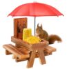Wooden Squirrel Feeder with Umbrella