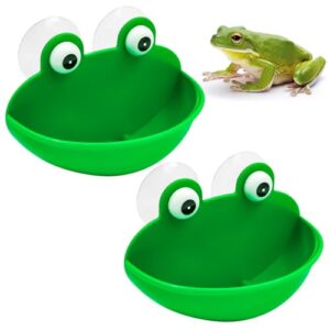 Frog-Shaped Reptile Feeding Bowls with Suction Cups
