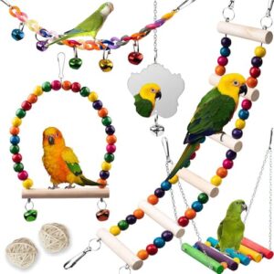 7-Piece Natural Wood Budgie Toy Set