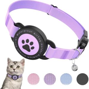 Adjustable Purple Airtag Cat Collar