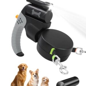 Dual Retractable Dog Leash with Flashlight