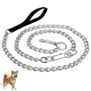 Durable Metal Chain Dog Lead with Padded Handle