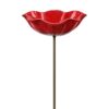 Handmade Metal Flower Bird Bath Water Feeder