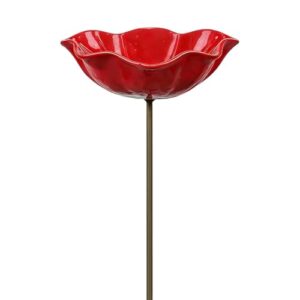 Handmade Metal Flower Bird Bath Water Feeder