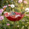 Handmade Red Metal Flower Garden Stake