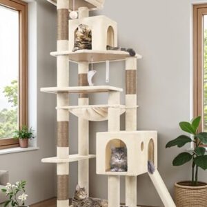Heavy Duty Beige Cat Tree - 178cm