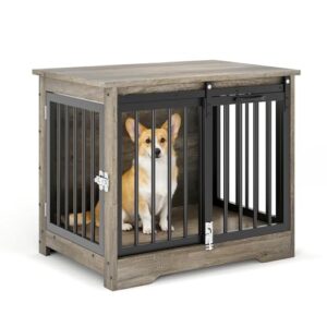 Stylish Wooden Dog Crate with Barn Door