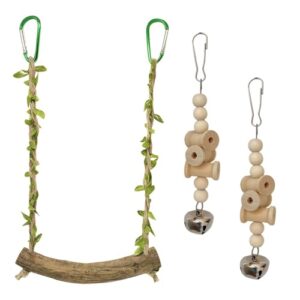 Wooden Bird Swing and Bead Toy Set
