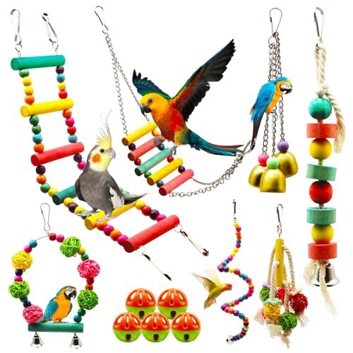 Mqupin Hanging Parrot Toys 12 Pieces