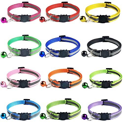 Tafeiya Reflective Cat Collar 12 Pack With Bell