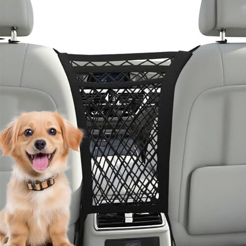 Dog Safety Gate for Cars with Mesh Organiser