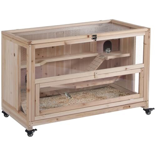 PawHut Wooden Small Animal Hutch For Hamsters