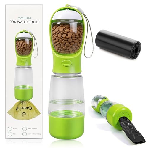 Dog Water Bottle with Food Container and Waste Bag