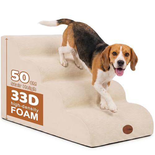 4-Step Beige Dog Steps for Dogs and Cats