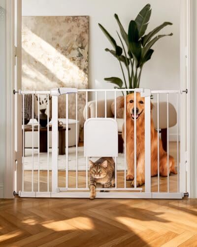 Dog Safety Gate With Cat Door For Stairs And Doorways