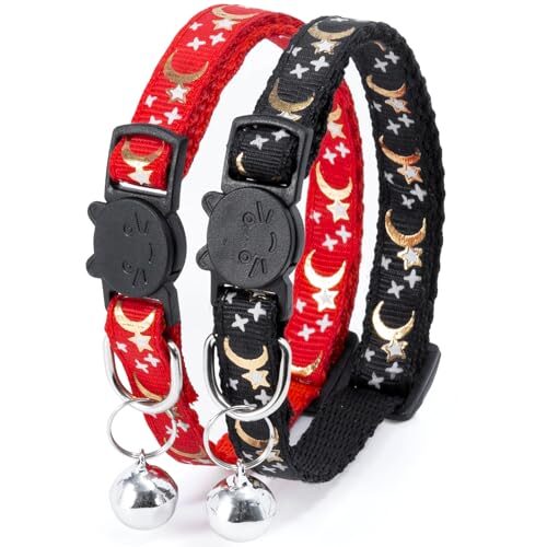 Adjustable Cat Collar with Bell and Breakaway Buckle