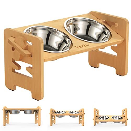 Vantic Wooden Dog Feeder for Small Dogs and Cats