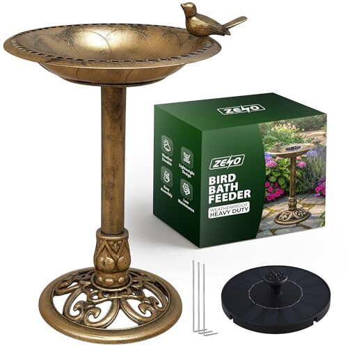 Zeno Solar Bird Bath Antique Bronze
