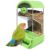 Automatic Green Bird Cage Feeder With Perch