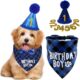 Zpeiran Dog Bandana Set with Birthday Hats Blue
