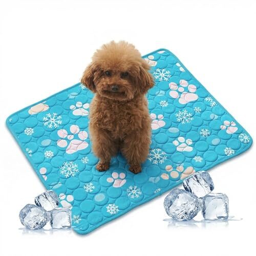 PORUPAEL Dog Cooling Mat Blue Paw Print