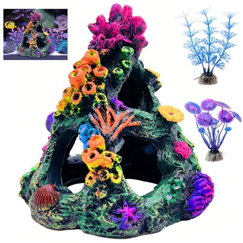 Dojasohilmi Coral Reef Aquarium Decor with 2 Plants